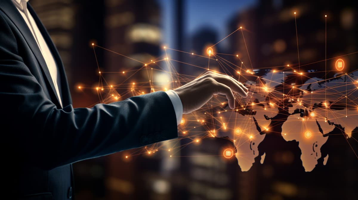 Professional engaging with digital content